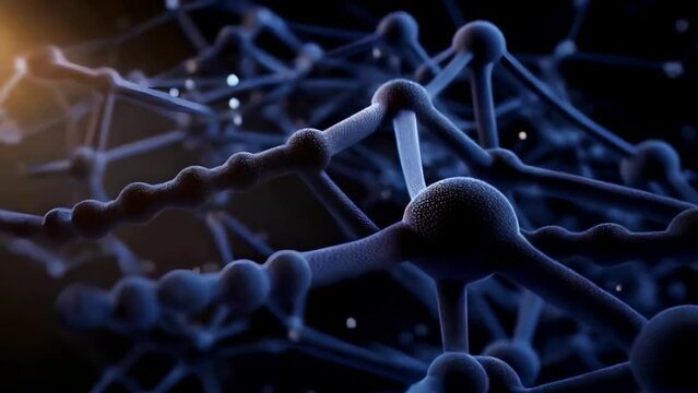 Network of interconnections connected points, three-dimensional space-time. Video generative AI
