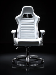 white gaming chair, deep black background, black background, Ai Generated Images