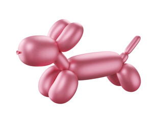 Inflated 3d dog. Balloon dachshund. Glossy retro element. Twisted party bubble puppy. Fancy abstract character. Vector cartoon illustration.