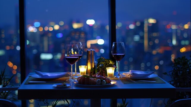 Romantic Gourmet Dinner on Moonlit Balcony with City View for Two