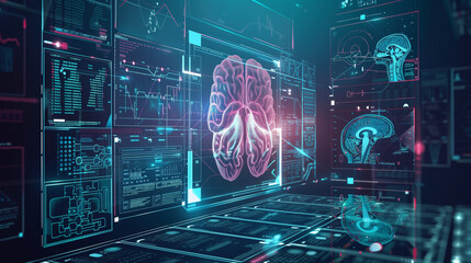AI-Powered Medical Diagnostics System Analyzing Patient Data in an Advanced Healthcare Technology Setting