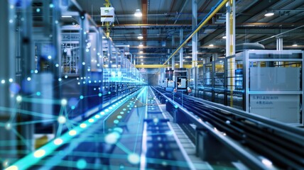 Fototapeta premium industrial setting where P-IoT sensors detect inefficiencies in machinery and processes, enabling precise adjustments to conserve energy