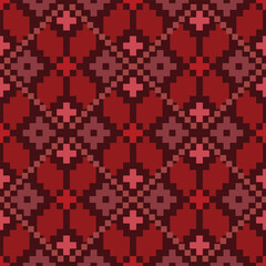 Dark red pixel seamless pattern fabric 