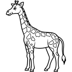 Giraffe line art vector illustration.