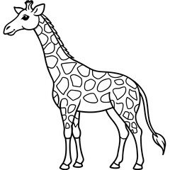 Giraffe line art vector illustration.