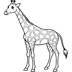 Giraffe line art vector illustration.