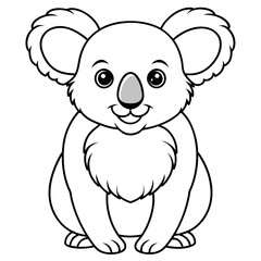 Koala line art vector illustration.