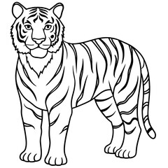 tiger line art vector illustration.