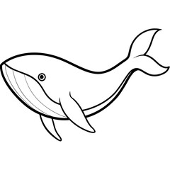 Whale line art vector illustration.