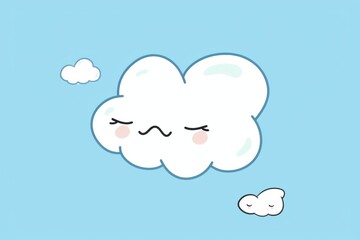 Cartoon cute doodles of a minimalist cloud floating in a clear blue sky, Generative AI