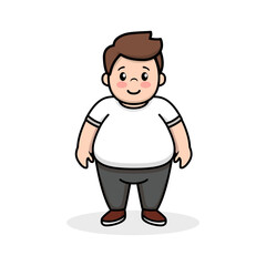 cute fat man obese cartoon character vector illustration template design