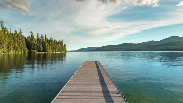 Wooden Pier On Priest Lake In Bonner County, Idaho. timelapse