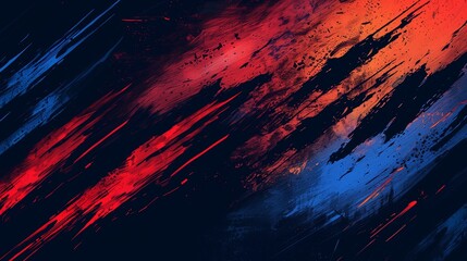 an abstract brush background designed for a sporty style banner, featuring dynamic brush strokes in bold colors like electric blue and fiery red.