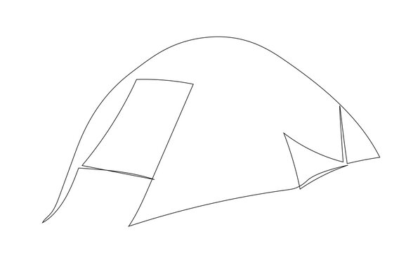 recommend clip art: Continuous one line drawing of tent camping in outdoor. Canvas tent line art vector illustration. Editable stroke.