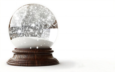 Empty Christmas snow globe on a white background