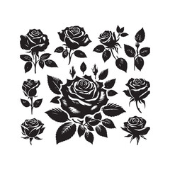 Rose silhouette Clip art isolated vector illustration on white background