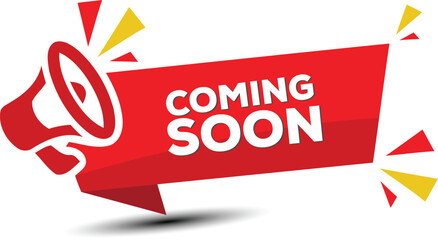 Opening soon ribbon template with Megaphone