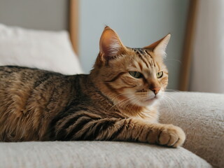 Adorable cat relaxing indoors