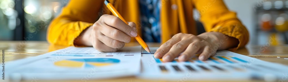 Poster financial planner using visual aids to explain complex financial concepts to client