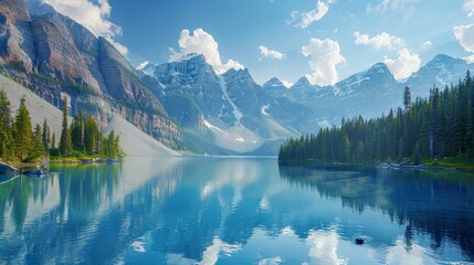 Lake View with Colored Trees