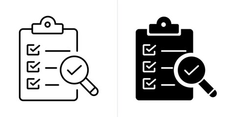 Quality Control editable stroke and solid web icon set. Vector illustration