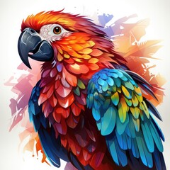 Fototapeta premium Colorful Parrot Background, Tropical Bird Wallpaper, Macaw Bird Art, Realistic Parrot, Vibrant Parrot Portrait, Parrot Close Up