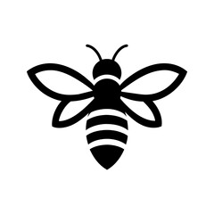 Honey bee logo design template with vector illustration. Flying honey bee icon symbol in line, flat, and color style. Vector illustration
