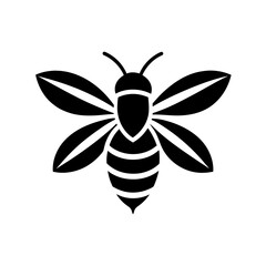 Honey bee logo design template with vector illustration. Flying honey bee icon symbol in line, flat, and color style. Vector illustration