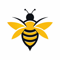 Honey bee logo design template with vector illustration. Flying honey bee icon symbol in line, flat, and color style. Vector illustration
