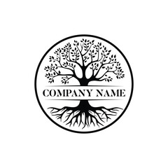 Root Of The Tree logo Template. Vector silhouette of a tree