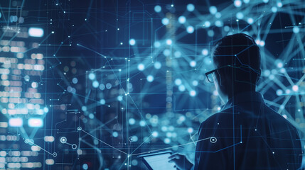 Naklejka premium Analytics and predictive techniques inform strategic decisions with historical data in digital research.