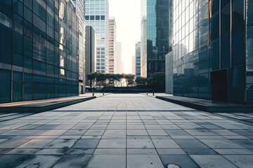 Fototapeta premium Modern cityscape featuring an empty square with minimalist aesthetic 