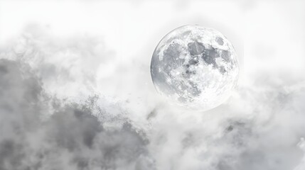 Fototapeta premium Bright Full Moon Amidst Soft Clouds