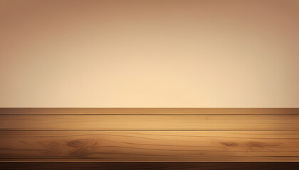 Naklejka premium A close up shot of an empty wooden brown table in an isolated gradient background with a copy space, background