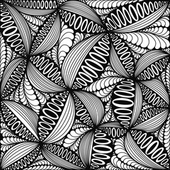 Abstract, Doodle, Abstract lines Doodle with black lines Flowers and leaves. Black stripes make up the image.