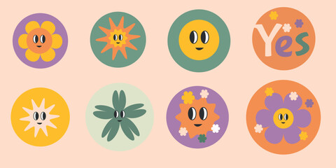 set of y2k stic. vector illustration 