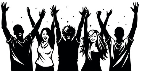 silhouette of dancing people. Vector illustration