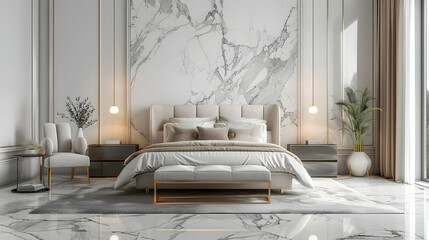 3d ing modern luxury classic bedroom with marble decor