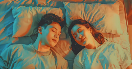 Couple sleeping in a comfortable bed