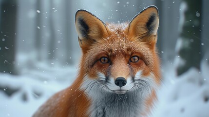 Obraz premium Red fox on the snow