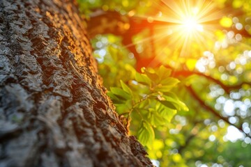 Obraz premium Forest tree leaves sunlight