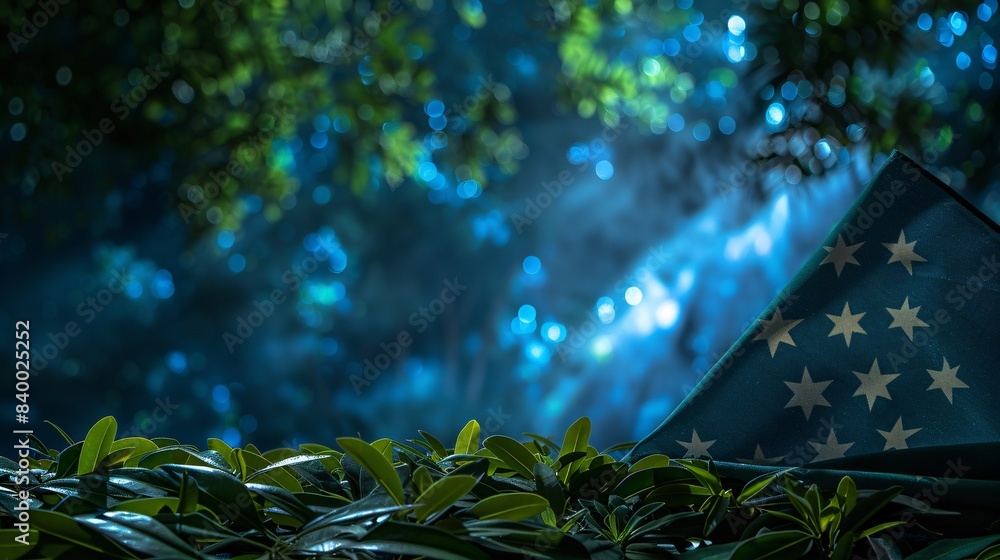Poster national flag with a forest background and space for text