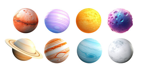 Fototapeta premium 3d galaxy png cut out element set