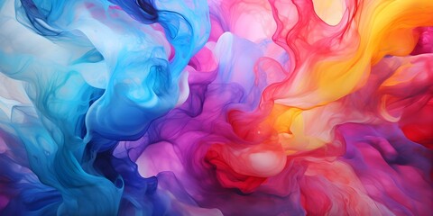 Fototapeta premium Vivid digital art featuring swirling rainbow iridescent liquid ink with realistic texture. Concept Digital Art, Rainbow Colors, Iridescent Effect, Liquid Ink, Textured Finish