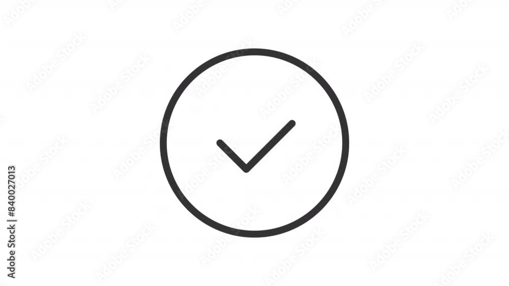 Poster time clock line animation. chronometer animated icon. approved checkmark showing up. success confirm