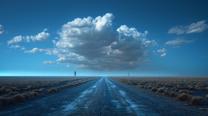National flag on a rural road with space for text