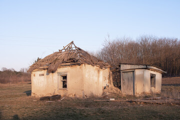 The old clay derelict house is destroyed.