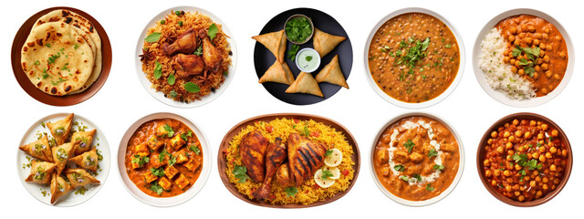 Indian food png element set on transparent background