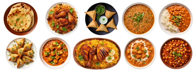 Indian food png element set on transparent background