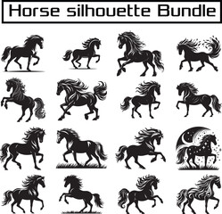 Naklejka premium Horse silhouette , vector, white background